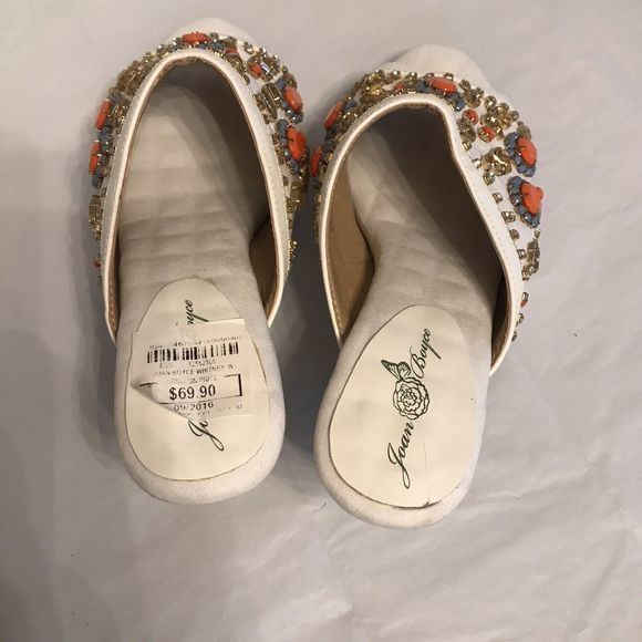 JOAN BOYCE‎ WHITNEY WHITE STUDDED SIZE 8M OPEN TOE SLIDES SHOES  NEW - Picture 5 of 11
